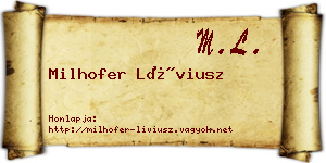 Milhofer Líviusz névjegykártya
